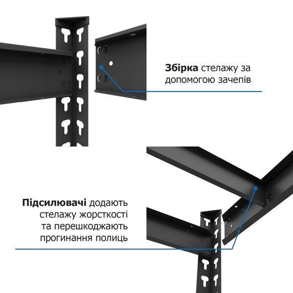 Стеллаж Титан КМ 2160х1200х500 Меткас, 300 кг/полку, 5 полок, МДФ, крашенный, металлический 2383 фото