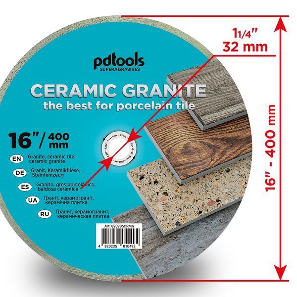 Круг алмазний вiдрiзний СERAMIC GRANITE 1A1R 400 для стаціонарного обладнання 820401CRMG фото
