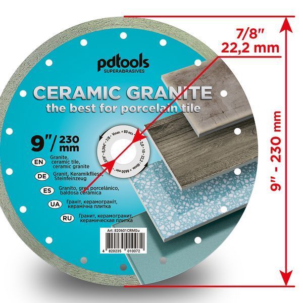 Круг алмазний вiдрiзний СERAMIC GRANITE 1A1R 230 для ручного інструменту 820100CRMGu фото