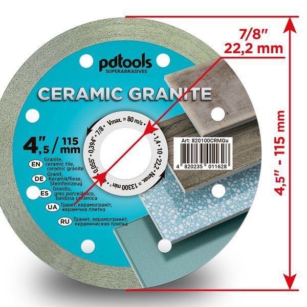 Круг алмазний вiдрiзний СERAMIC GRANITE 1A1R 115 для ручного інструменту 820100CRMGu фото