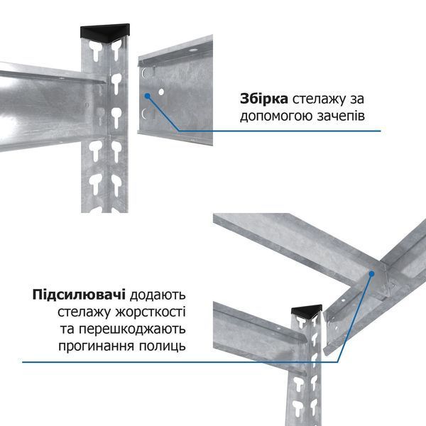 Стеллаж Титан ОД 1800х1600х600 Меткас, 300 кг/полку, 4 полки, ДСП, оцинкованный, металлический 991 фото